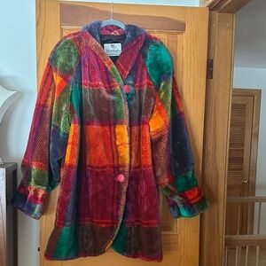 Vintage Colorful Plaid Women's Coat